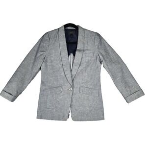 J. Crew Women's Unstructured Blazer‎ size 6 In Cotton-Linen Chambray Grey H6199